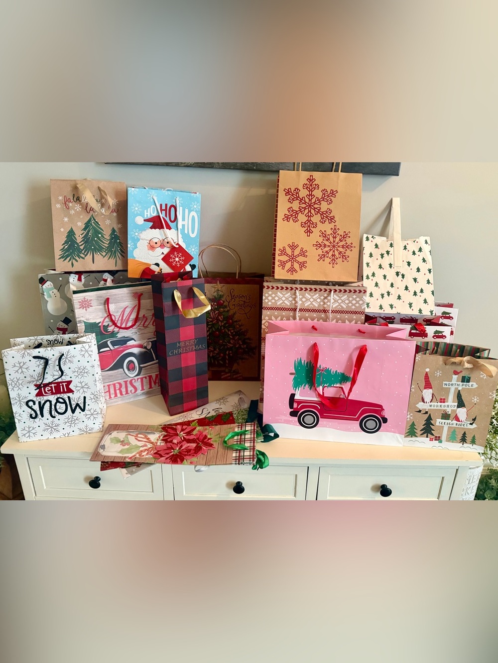 Set of 18 Festive Christmas Gift Bags -Various Sizes